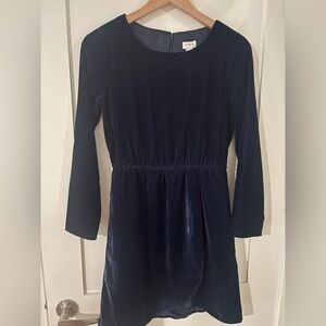 J. CREW | navy blue long sleeve velvet tulip dress size 2
